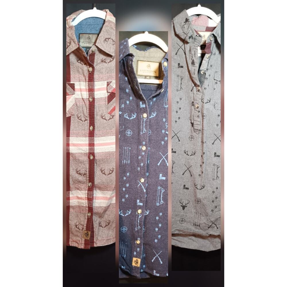 Womens Medium Legendary Whitetails Flannel Shirts Deer Hunting Cotton Lot Of 3
